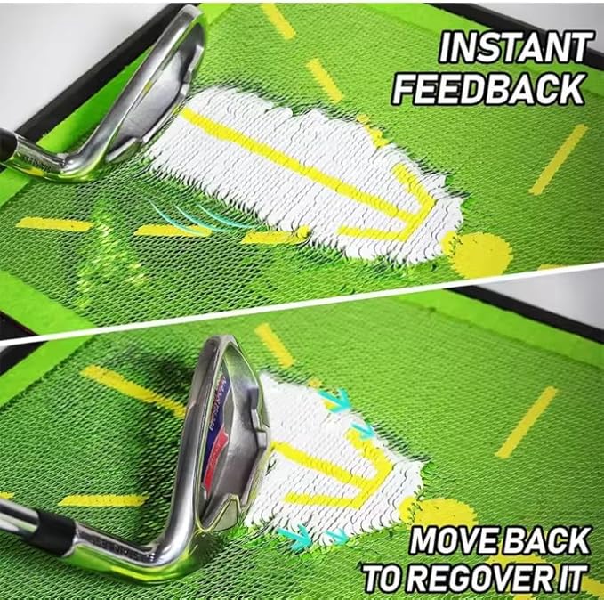 Golf Practice Mats, Golf Hitting Swing Path Mats Feedback with Non-Slip Rubber Backing, Swing Training Accessories