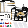 Magnetic Baseball Coach Clipboard, Anglecai Double-Sided Dry Erase Baseball Lineup Board for Softball Dugout Board Baseball Coaching Board with 30 Lineup Card/ 10 Magnet/2 Marker/2 Hook (Black)