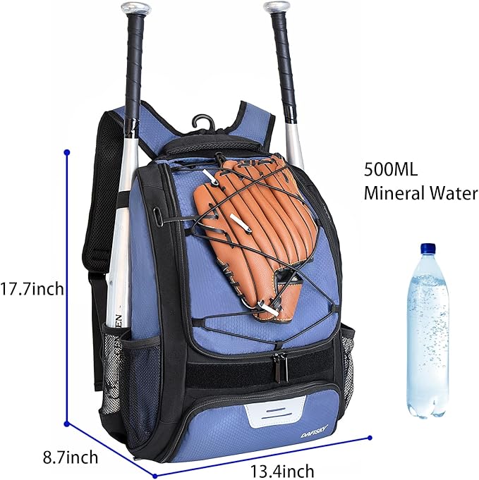DAFISKY Baseball Bag Softball Backpack - Youth Adult T Ball Bat Equipment Bag with Bat Helmet Holders, Shoe Compartment