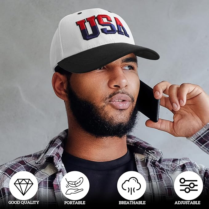 American Flag Patriotic Baseball Cap | Embroidered USA Flag 100% Cotton Adjustable Hat for Men & Women