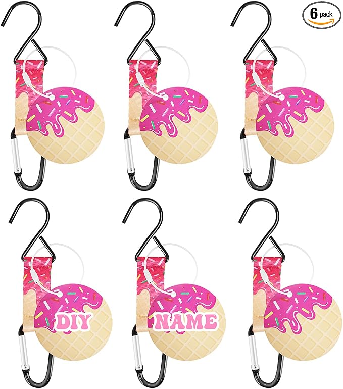 Eyourlife Dugout Organizer Fence Hooks Baseball Softball Gift for Bag Backpack Glove Helmet Drinking Bottle Hanging with Name Luggage Tag Charm Team Gift for Coach Mom 6set pink ice cream drip 1 hook