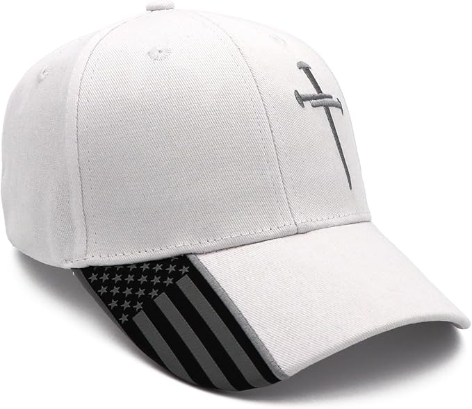 Jesus 3 Nail Cross Adjustable Baseball Cap with American Flag Hats for Men and Women Christian Gifts