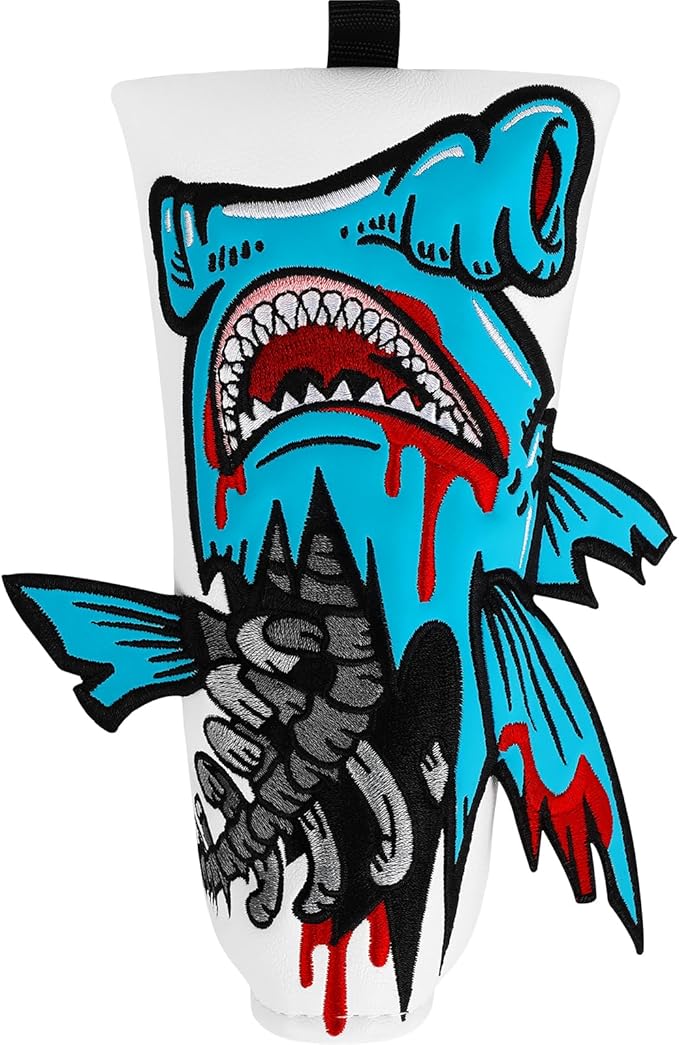 Big Crazy Golf Head Covers, Golf Club Covers Funny, Driver Headcovers, Golf Club Covers, Fairway Woods Head Covers, Hybrids Headcover, Putter Cover with Soft Lining for Golf Gift Hammerhead Sharks