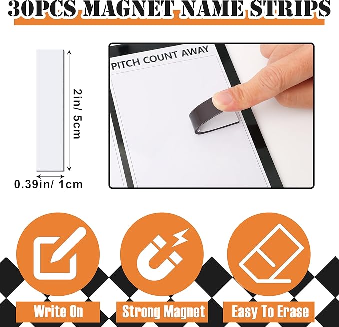 1+44PCS Baseball Coaching Board for Dugout, Dry Erase Lineup Board Softball Clipboard for Coach/ 30 Name Strip/ 10 Number Blocks/ 2 Marker/ 2 Buckle