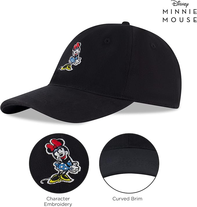 Disney Women's Baseball Cap, Minnie Mouse Adjustable Hat for Adult