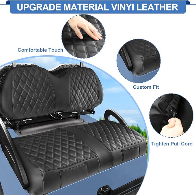 Club Car Precedent Seat Covers Perfect Appearance,Breahtable Leather,Durable Quality,Easy Installation,Economical Way to Upgrade Your Front Golf Cart Seat Covers Club Car