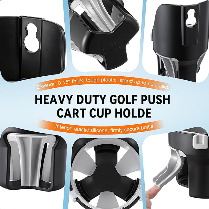 Golf Push Cart Cup Holder, Super Large Capacity, Fits Up to a 40oz Bottle, Universal Heavy Duty Golf Push Cart Accessories