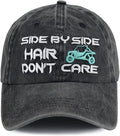 KKMKSHHG Side by Side Hair Don't Care Baseball Cap, Funny Embroidered Adjustable Washed Cotton Outdoor Car Hat for Women Men