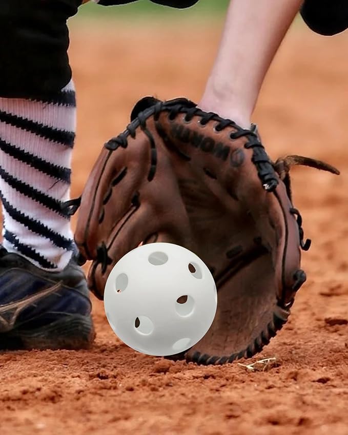 Tarutaru 20 Pack Plastic Practice Balls for Baseball & Softball - Soft Ball for Baseballs Hitting, Pitching, Batting Training, Lightweight Hollow Limited Flight Indoor & Outdoor Sport Diameter 2.83in