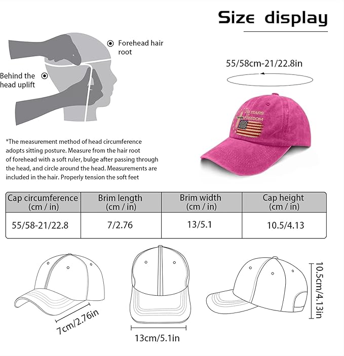 US 250 Years Freedoms 1776-2026 250th Birthday Embroidered Hats Garde Cap for Him