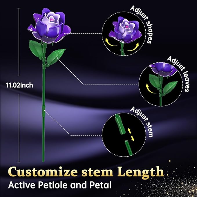 Gothic Rose Bouquet Building Set, Compatible - Image 5