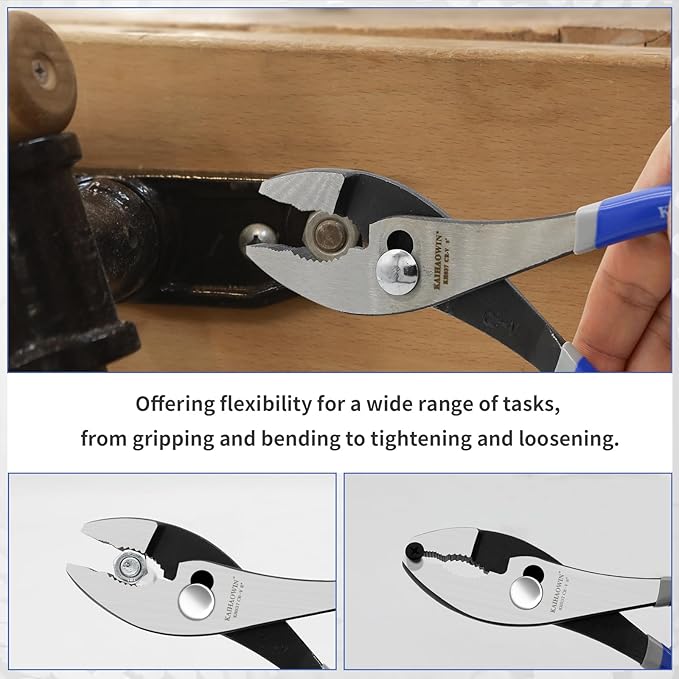 KAIHAOWIN Slip-Joint Pliers 8"& 10" Set of 2, Large Pliers Cr-V Heavy Duty - Image 4