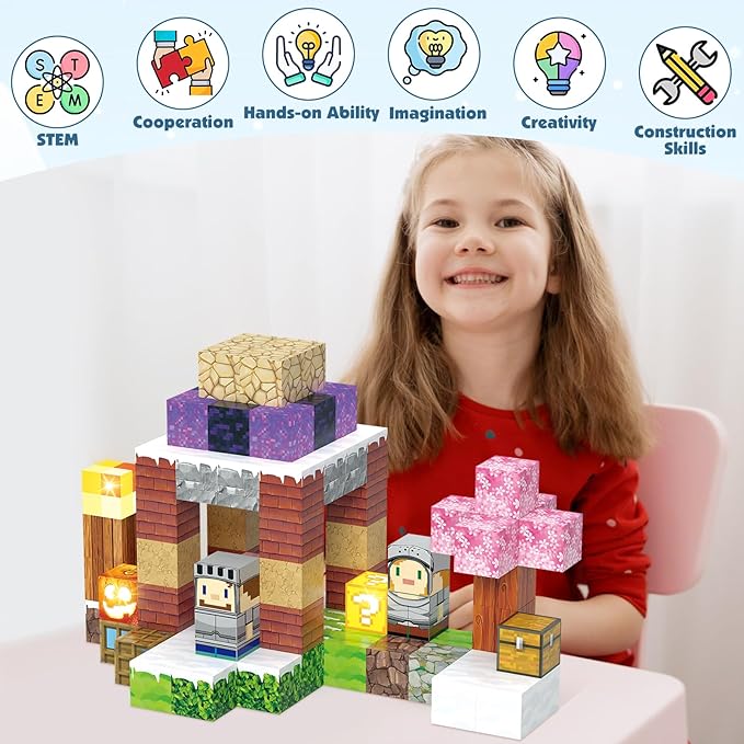 Magnetic Blocks, Magnetic Building Blocks Construction Toys STEM Montessori - Image 4