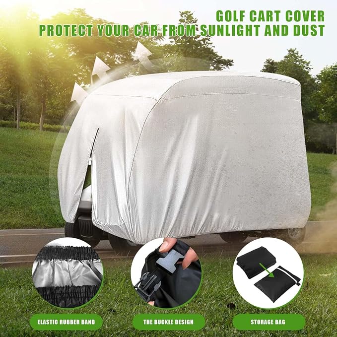 KISEER 4 Passenger 420D Waterproof Golf Cart Cover fits EZ GO Club Car Yamaha, Sunproof Dustproof