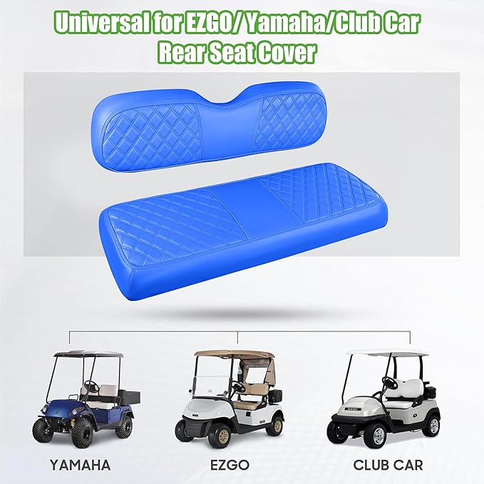10L0L Golf Cart Seat Covers for Club Car Precedent,EZGO TXT Front/Rear Seats Diamond Pattern,Vinyl Leather with Adjustable Straps and Retractable Buckle, No Stapler Needed