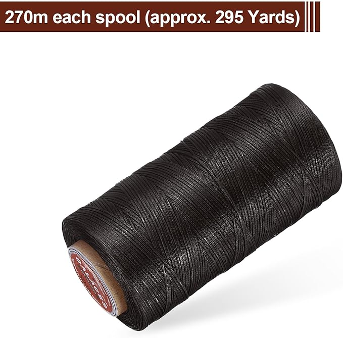 uxcell Flat Leather Sewing Waxed Thread, 270m / 295 Yards Polyester Wax String - Image 3