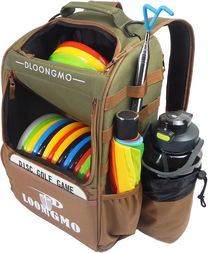 Disc Golf Bag, Durable Disc Golf Backpack Holds 22+ Discs, Large Capacity with Multiple Storage Pockets