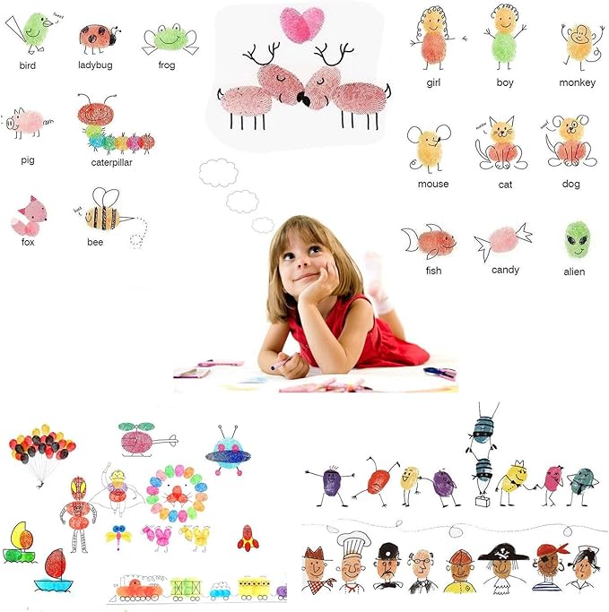 Washable Ink Pads for Kids Rubber Stamps, 20 Colors Stamp Ink Pads, Fingerprint - Image 5