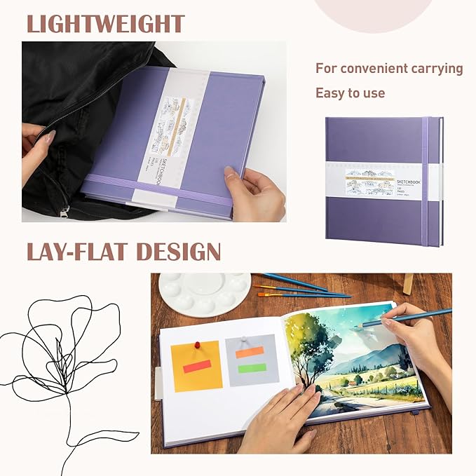 Moinchore Back to School Gifts Square Sketchbook 8 x 8 Inch Hardcover Art - Image 5