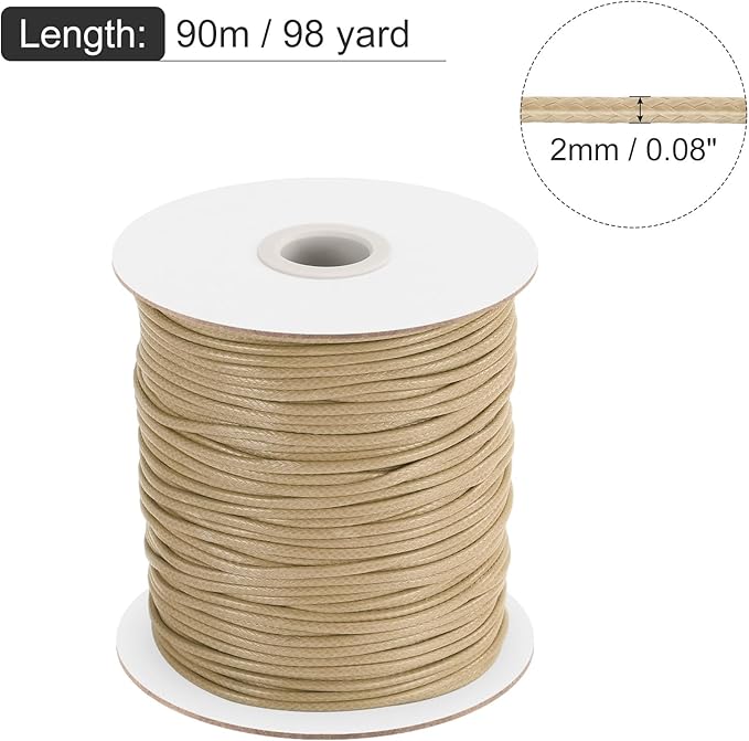 MECCANIXITY Waxed Cord 2mm Waxed Polyester Cord 98 Yard Wax String - Image 2