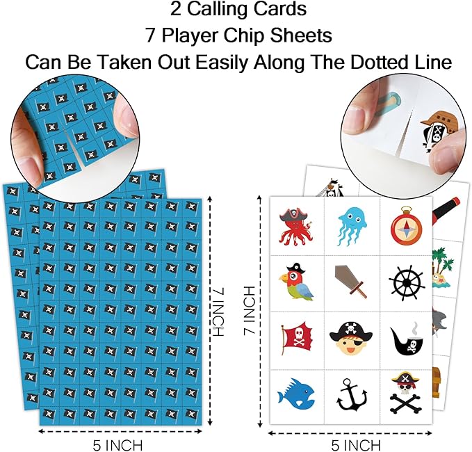 Pirate Ship Adventures Bingo Game Cards, Pirate Party Bingo Card - Image 2