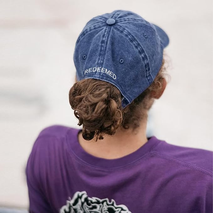 Christian Redeemed Cross Nails Hats for Men Women, Vintage Adjustable Cotton Embroidered Front & Back Baseball Cap