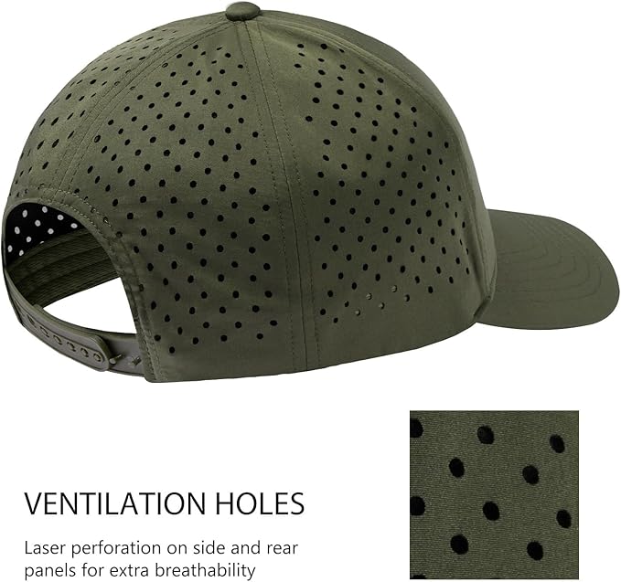 BASSDASH UPF 50+ Quick Dry Baseball Cap Water Resistant Laser Cut Mesh Snapback Hat for Men Women Fishing Hiking FH14