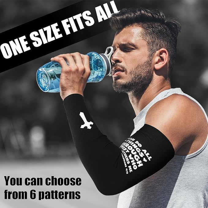 6 Pairs Faith Cross Arm Sleeves Baseball Arm Sleeves Youth Jesus Christian Gifts Bulk for Basketball Accessories