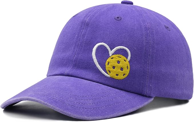 Pickleball Hat for Women Men, Adjustable Embroidered Heart Pickleball Baseball Cap