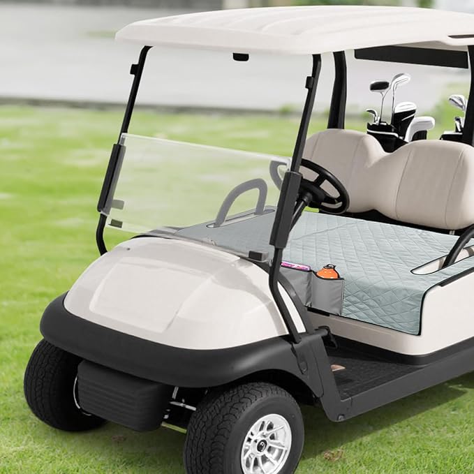 Grekos Golf Cart Seat Covers, Golf Cart Seat Covers with Front Seat 4 Pockets Anti-Slip Low Surface Design 39''x 22'' for Universal Golf Accessories, Non-Slip Easy to Clean, Gray