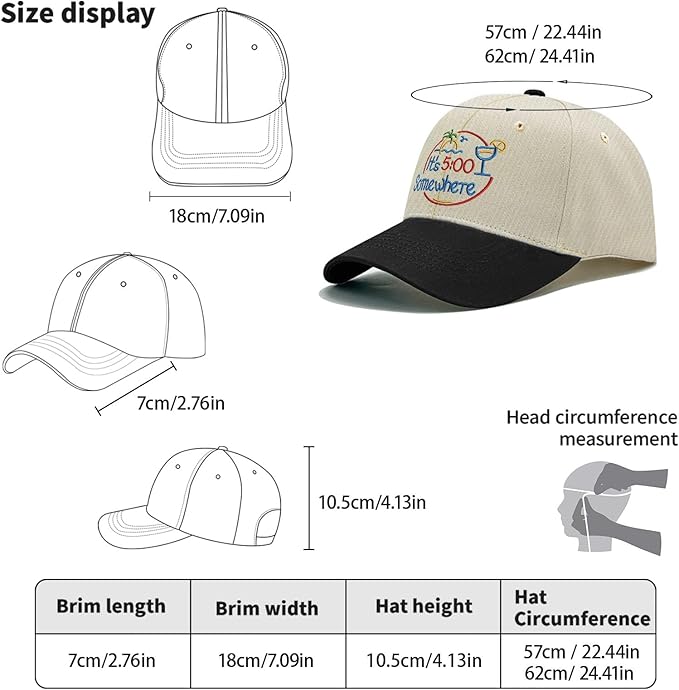 Jimmy Music Buffett Accessories Hats Its 5 Oclock Some Where Baseball Cap Mom Hat Pigment Black Womens Bucket