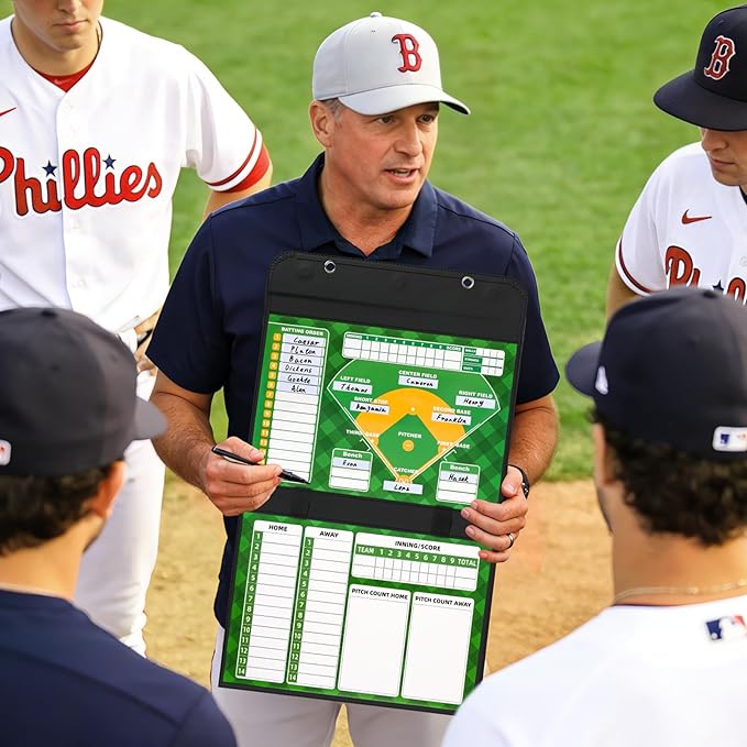 AOLEBA Baseball Lineup Board for Dugout,Dry Erase Magnetic Metal Baseball Clipboard for Coaches