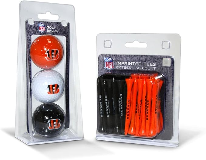 Team Golf NFL Kansas City Chiefs 3 Golf Balls and 50 Golf Tees Logo Imprinted Golf Balls (3 Count) & 2-3/4" Regulation Golf Tees (50 Count), Multi Colored