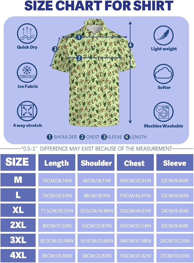 HUURAY Funny Golf Polos for Men Funny Print Short Sleeve Shirts Quick Dry Polo Shirts Hawaiian Shirt Performance Golf Outfits