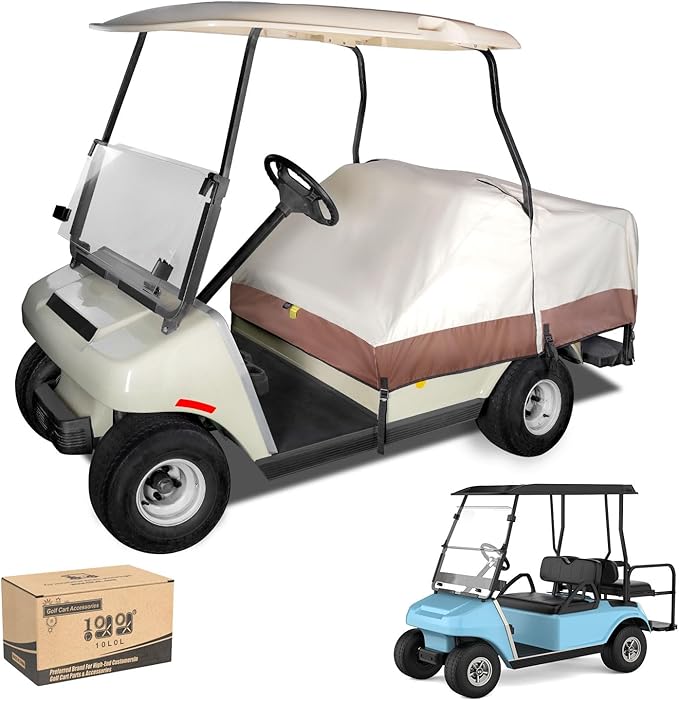 10L0L Waterproof Golf Cart Seat Cover, Universal for Yamaha EZGO Club Car 2+2 Seats Rain Covers | 600D Oxford Golf Cart Seat Protective Covers | Rain & Dust Protection | Easy On/Off for Daily Use