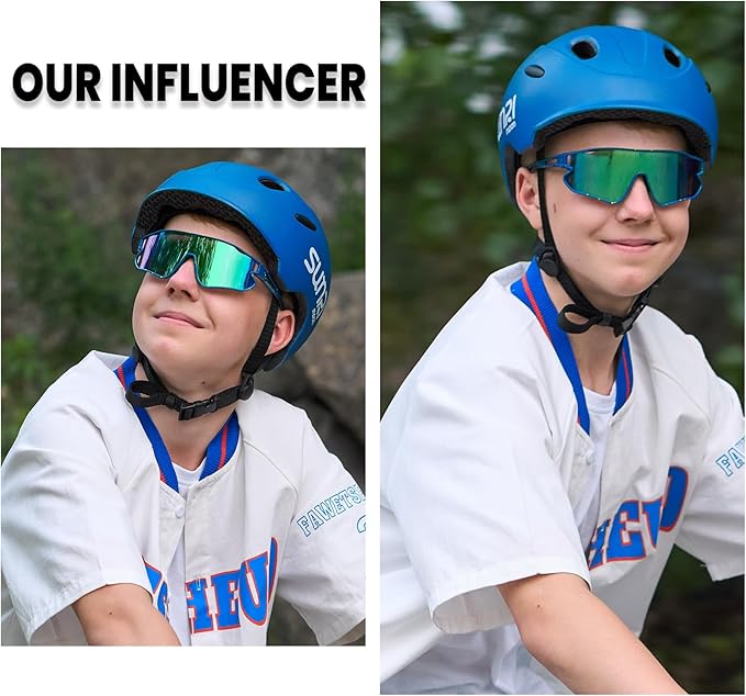DUCO Kids Sunglasses Youth Baseball Sun Glasses Lightweight TR90 Frame UV400 Sports Cycling Shades for Boys Girls DK268