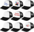 Echolife 9 Pack Sublimation Blanks Baseball Cap Adjustable Polyester Mesh Cap Trucker Hats for Adults Kids Youth