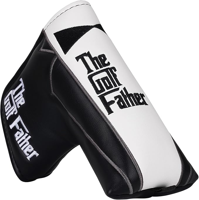 The Golf Father Funny Golf Club Covers, Driver Fairway Wood Hybrid Headcover, Mallet Putter Covers Blade Headcovers Putter Cover Magnetic, Black and White Color Iron Covers for Most Brands