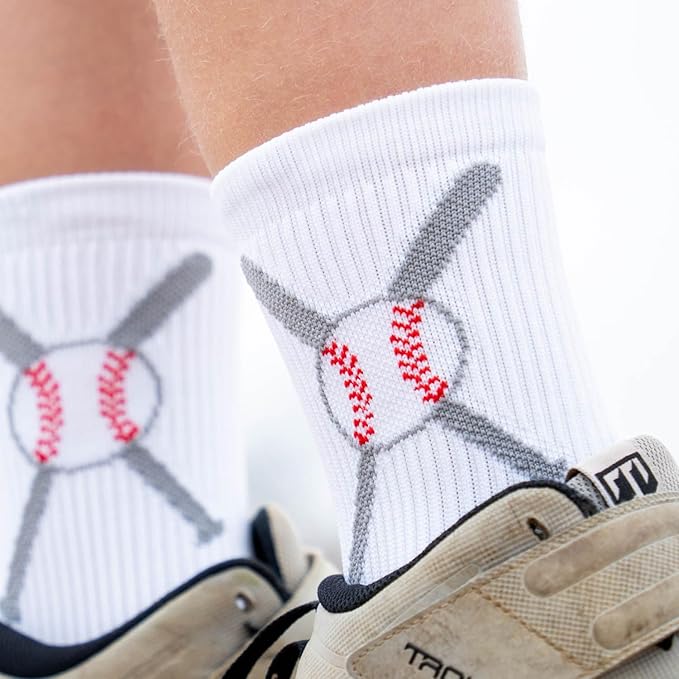 ChalkTalkSPORTS Baseball Socks - Performance Socks for Baseball Players - Crossed Bats - Youth and Adult Sizes