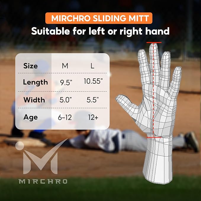 Baseball Sliding Mitt, Youth Ages 6-12 & Teens Adults 12+, Sliding Glove Hand Guard for Baserunning, Hard Shell Ambidextrous Left/Right, Baseball/Softball Compatible, Drip Style