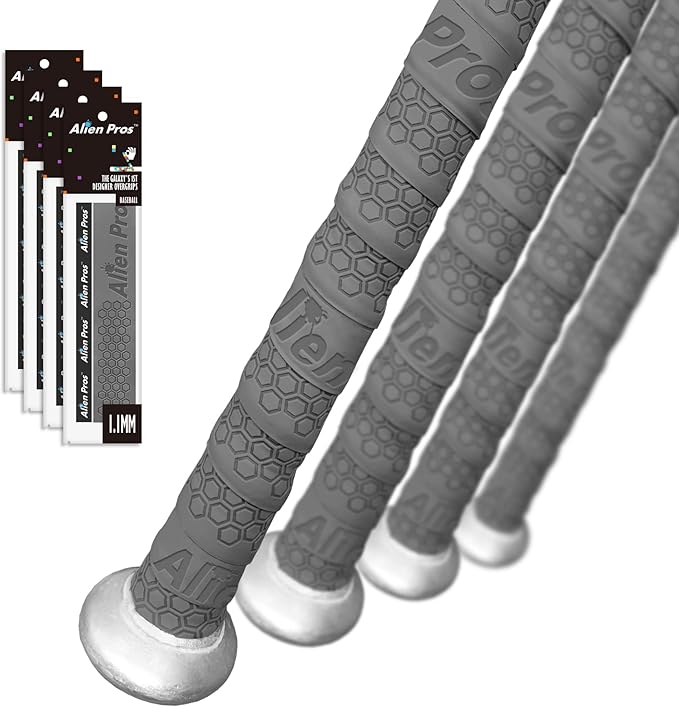 ALIEN PROS Bat Grip Tape for Baseball (2 Grips/4 Grips) – 1.1 mm Precut and Pro Feel Bat Tape – Replacement for Old Baseball bat Grip – Wrap Your Bat for an Epic Home Run (2 Grips/4 Grips)