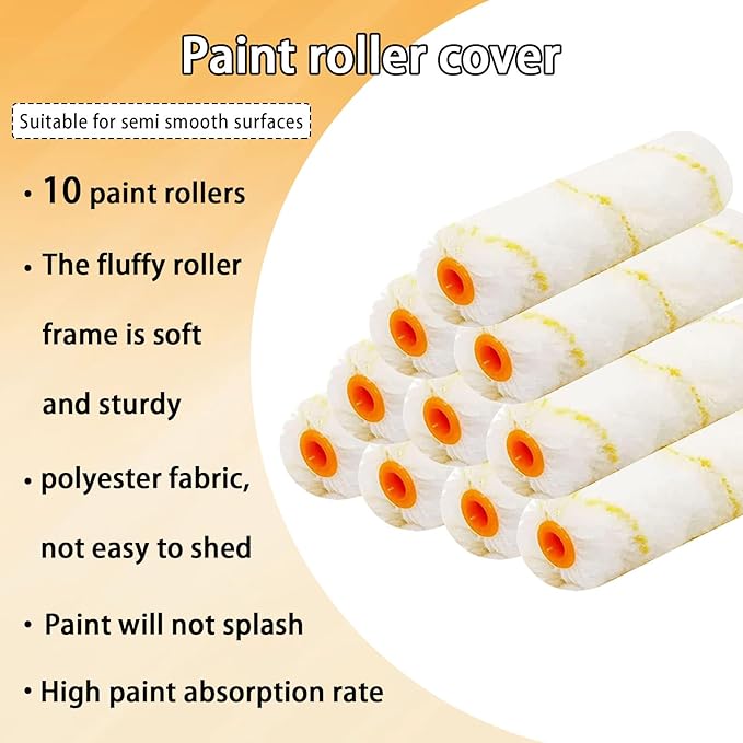 10 Pieces Paint Roller Cover, 6 inch Microfiber Roller Covers, Washable Covers - Image 3