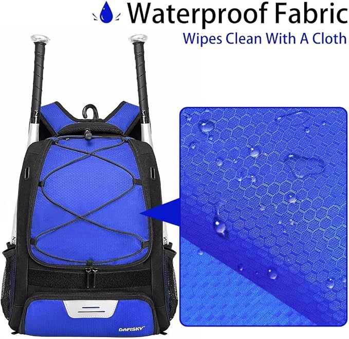 DAFISKY Baseball Bag Softball Backpack - Youth Adult T Ball Bat Equipment Bag with Bat Helmet Holders, Shoe Compartment