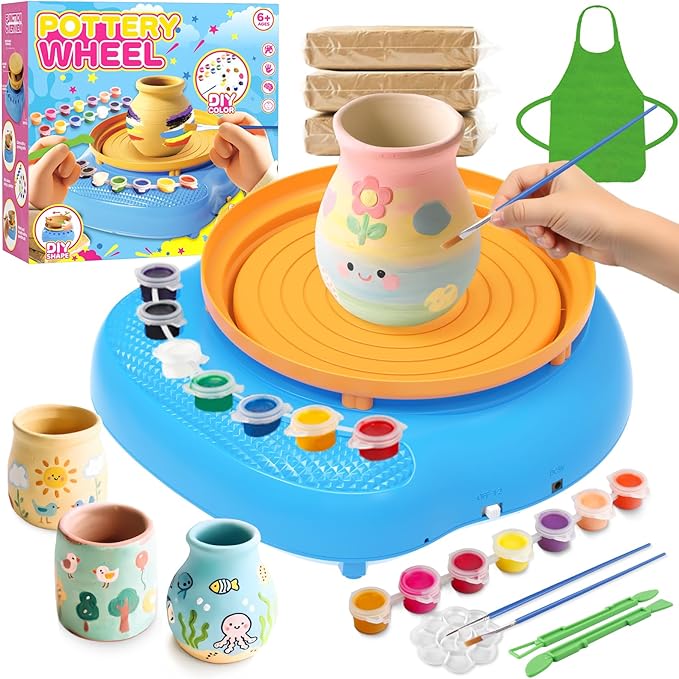 Pottery Wheel for Kids– Complete DIY Pottery Painting Kit for Ages 8-12 by Weilim