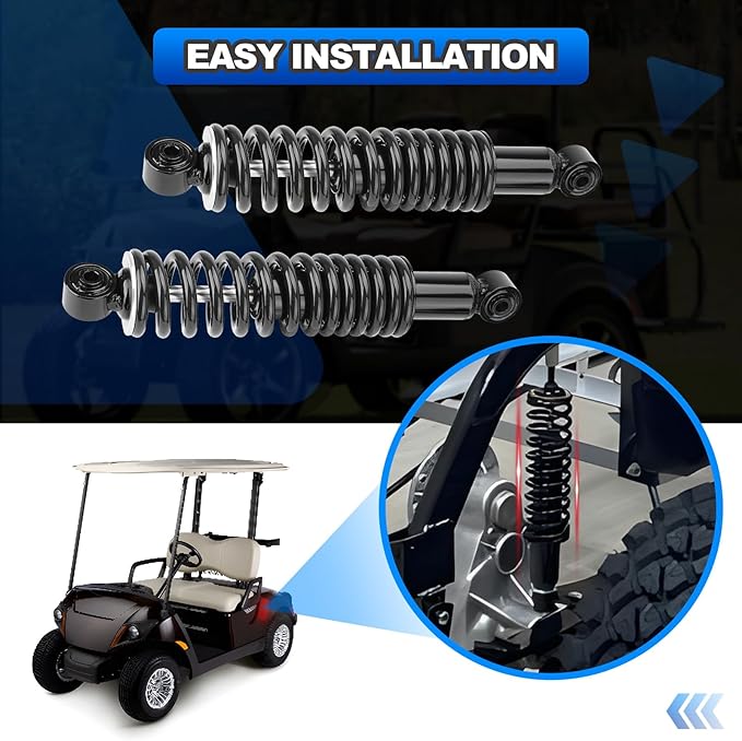 Rear Golf Cart Shock Absorbers Heavy Duty with Springs Compatible with 1995-up Yamaha Gas and Electric G14 G16 G19 G20 G22 G29 Models Replace# JN4-F2210-00, JN3-F2210-00 (BLACK)
