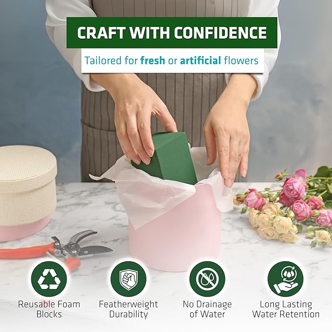3 PCS Wet Floral Foam Blocks for Fresh Flowers, Each Green Foam for Flower - Image 4