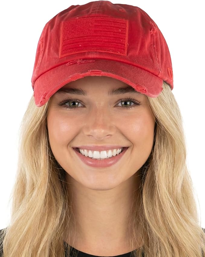 Funky Junque Distressed Vintage Baseball Cap - Embroidered Patch Women's Hat - Holiday, Lifestyle & Patriotic Designs
