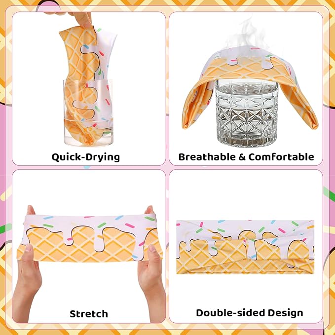 Ice Cream Baseball Headband and Ice Cream Sock Sports Elastic Sweatband Funny Sports Baseball Gifts for Youth Teen Women Men Athletes Football Basketball Running Gym Party Favors