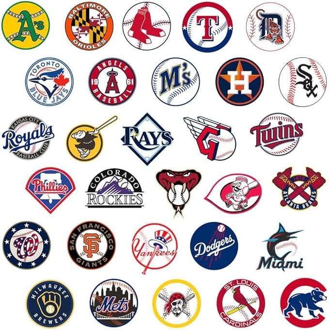 100 Pcs Sports Stickers,Baseball Stickers,Baseball Team Logo Decals,Hydroflask Bottles Waterproof Vinyl Decals(100L)