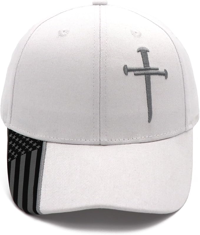 Jesus 3 Nail Cross Adjustable Baseball Cap with American Flag Hats for Men and Women Christian Gifts